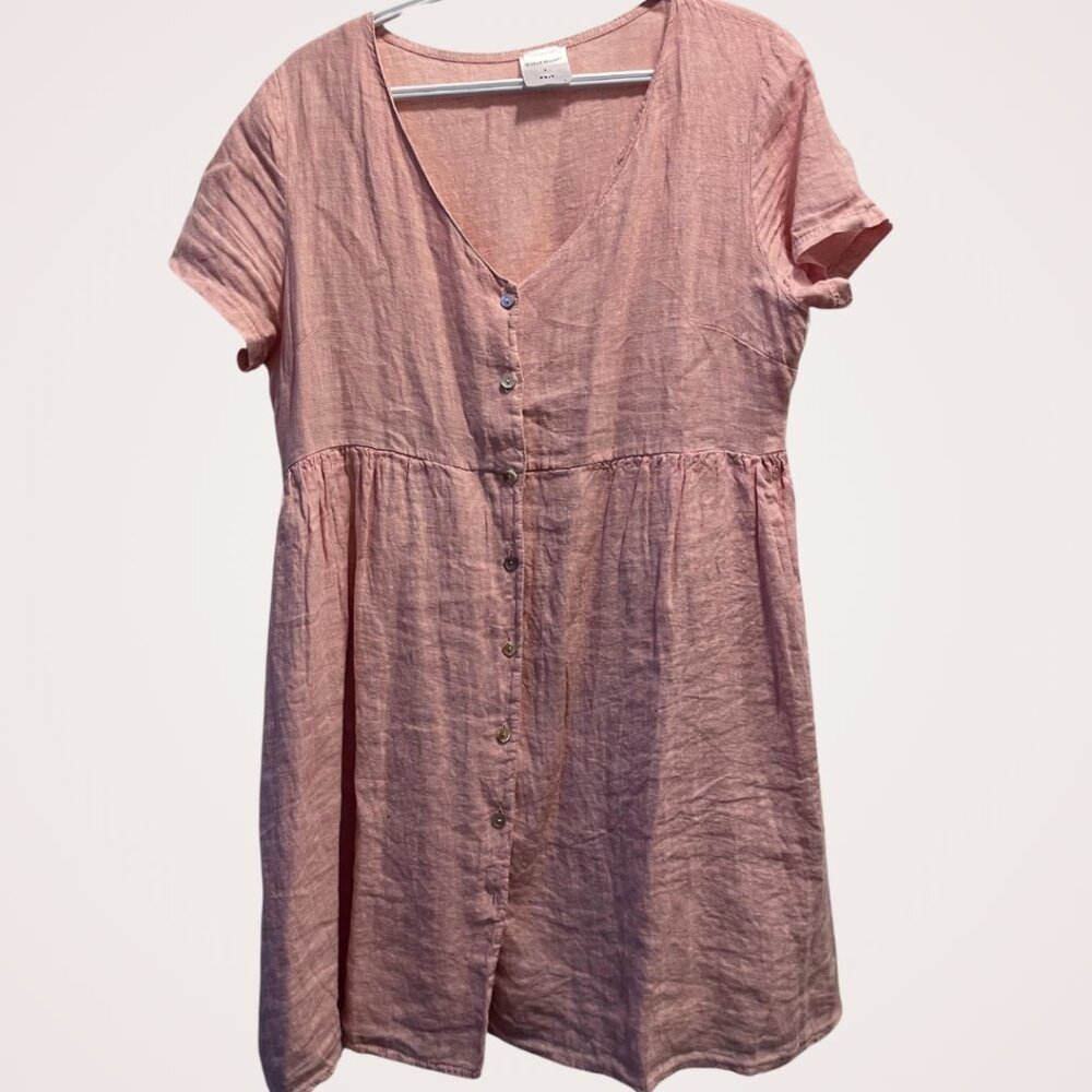 Women's Pink Button-Front Mini Dress